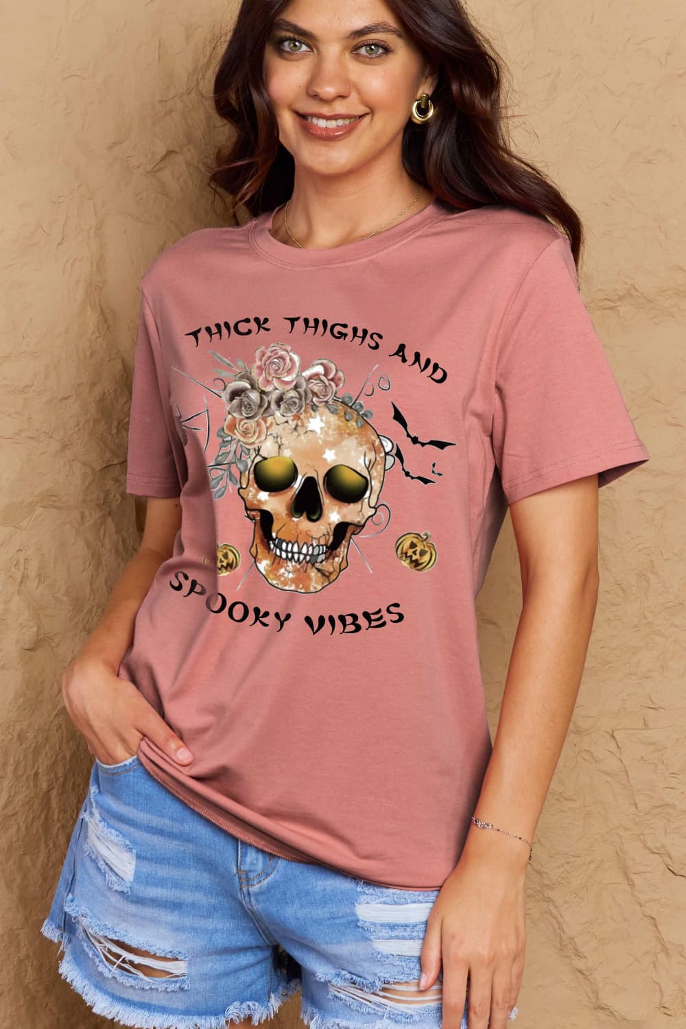 Simply Love Full Size THICK THIGHS AND SPOOKY VIBES Graphic Cotton T-Shirt