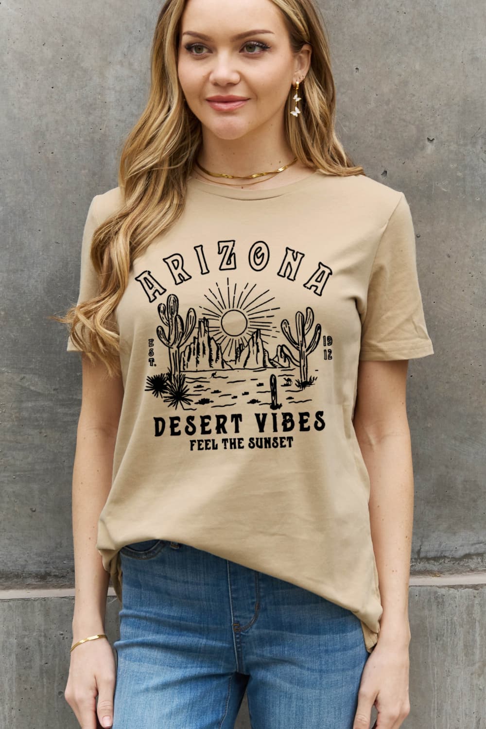 Simply Love Full Size ARIZONA DESERT VIBES FEEL THE SUNSET Graphic Cotton Tee