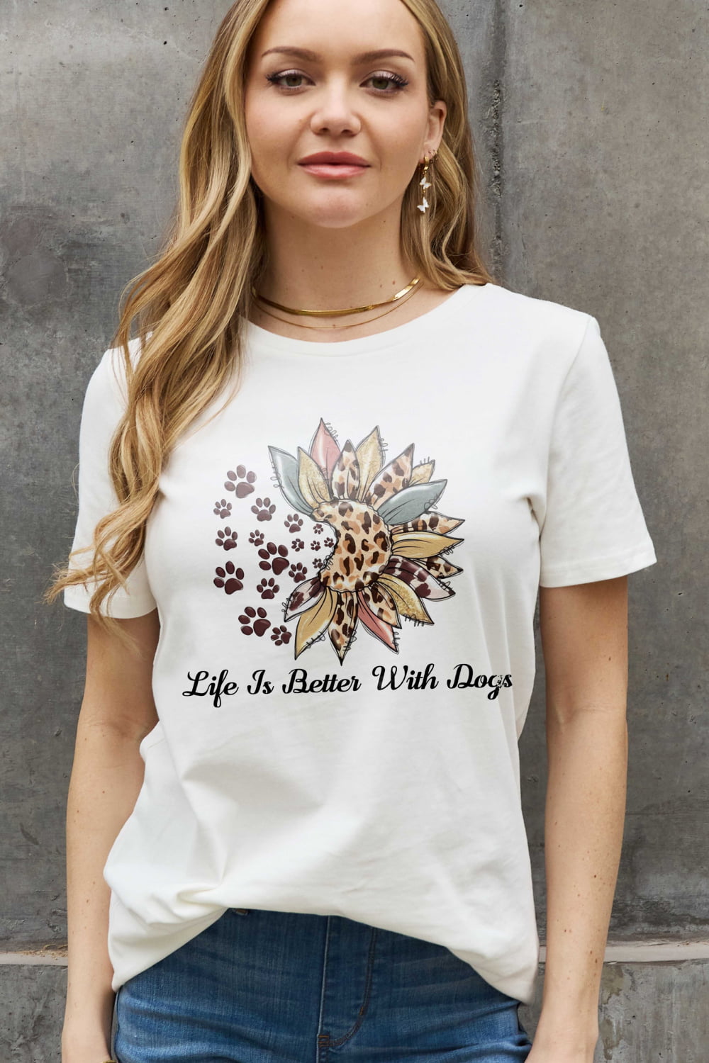 Simply Love Full Size LIFE IS BETTER WITH DOGS Graphic Cotton Tee