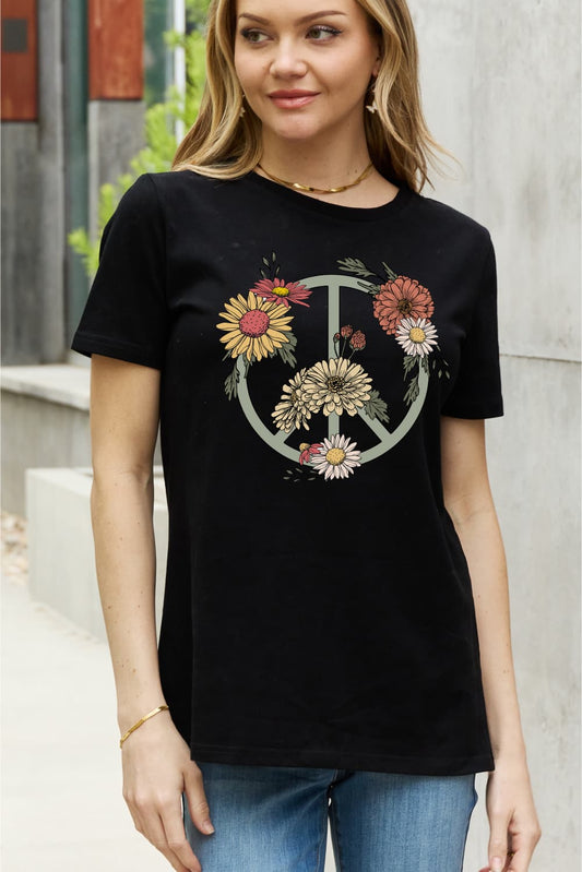 Simply Love Full Size Flower Graphic Cotton Tee