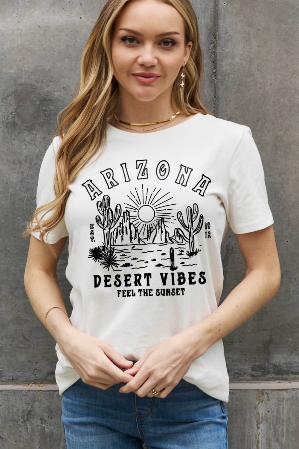 Simply Love Full Size ARIZONA DESERT VIBES FEEL THE SUNSET Graphic Cotton Tee