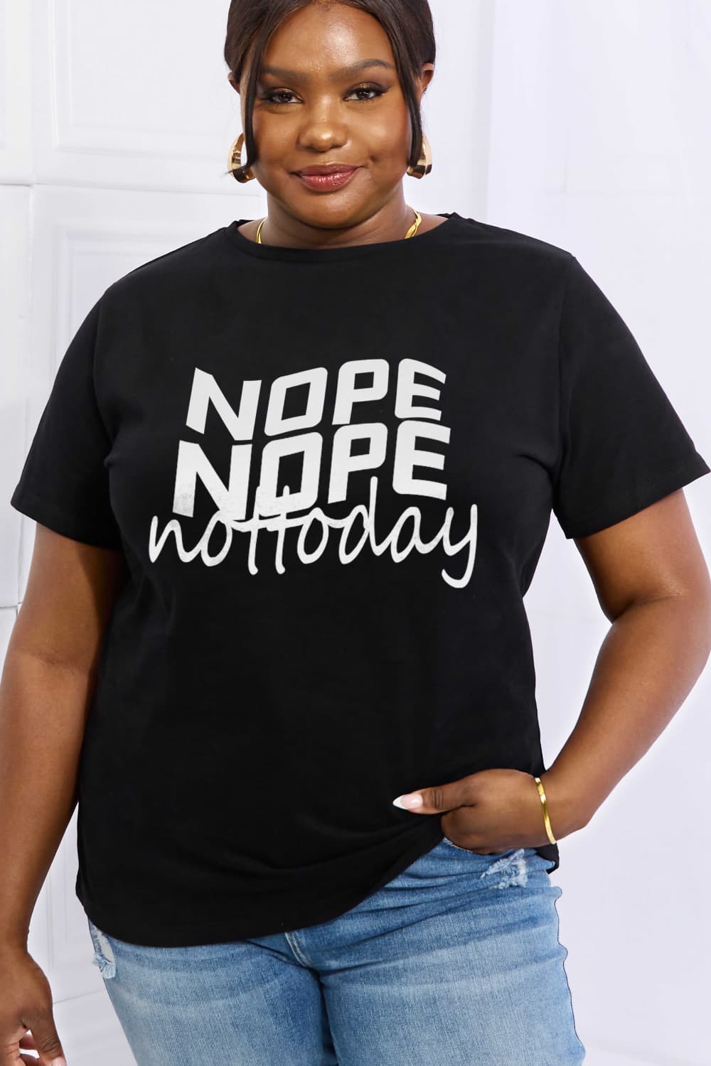 Simply Love Full Size NOPE NOPE NOT TODAY Graphic Cotton Tee