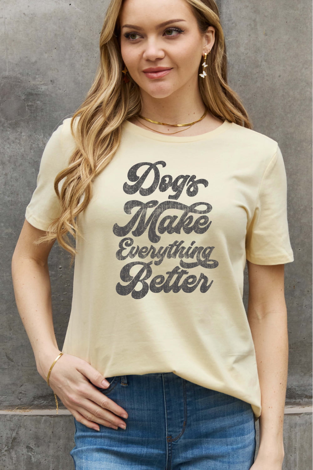 Simply Love Full Size DOGS MAKE EVERTHING BETTER Graphic Cotton Tee