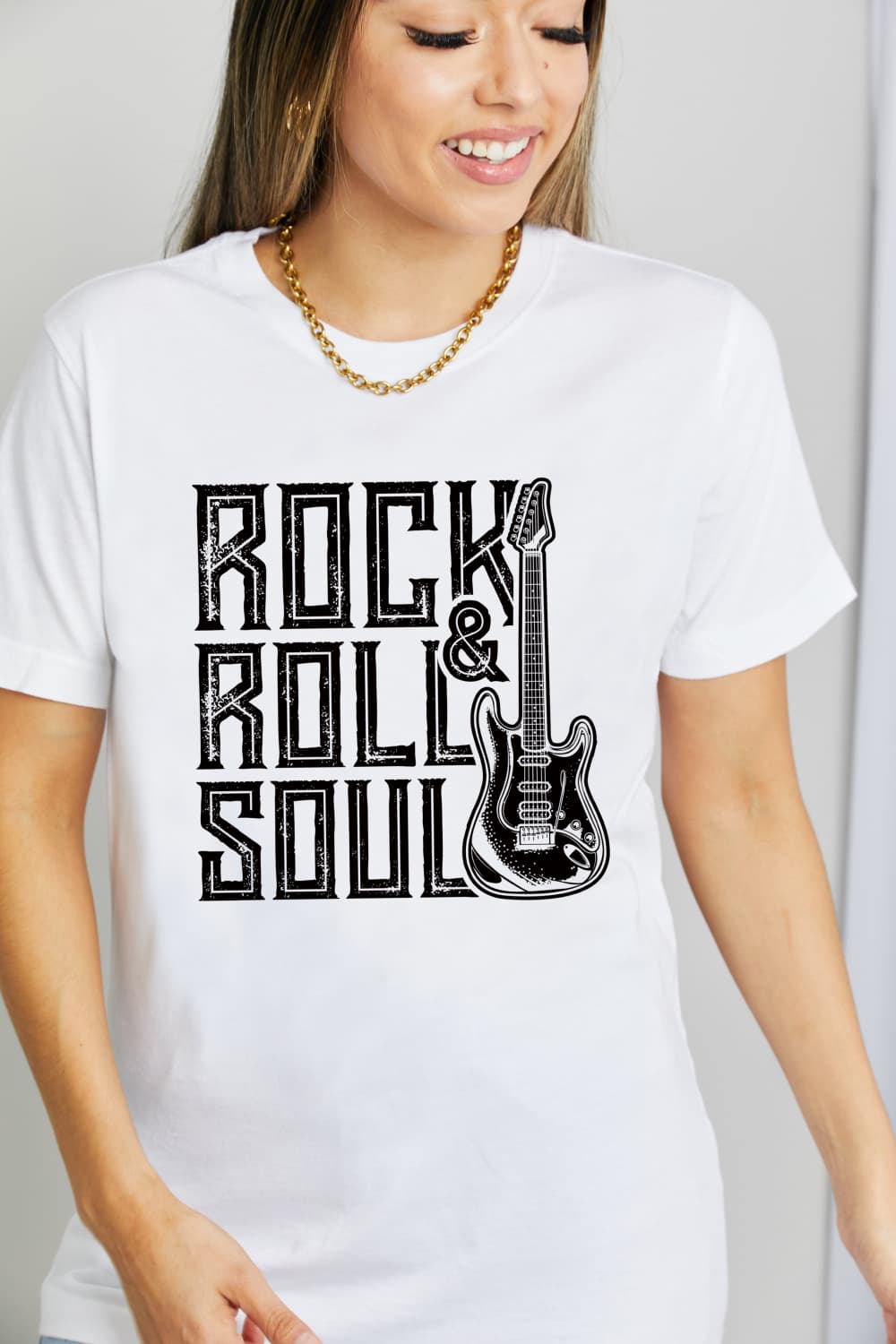 Simply Love ROCK & ROLL SOUL Graphic Cotton T-Shirt